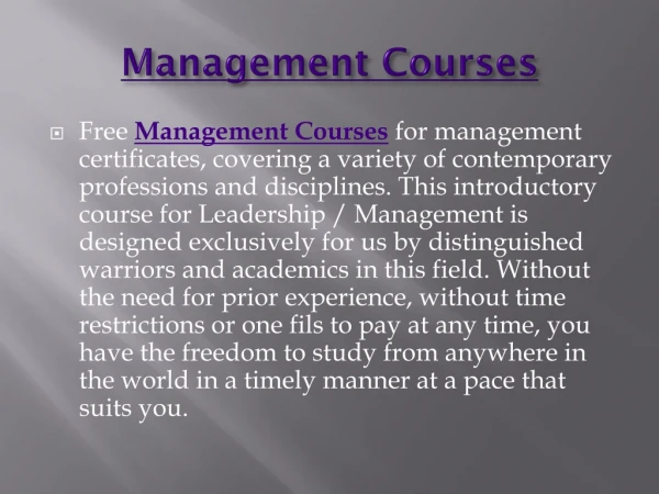 General Management Courses