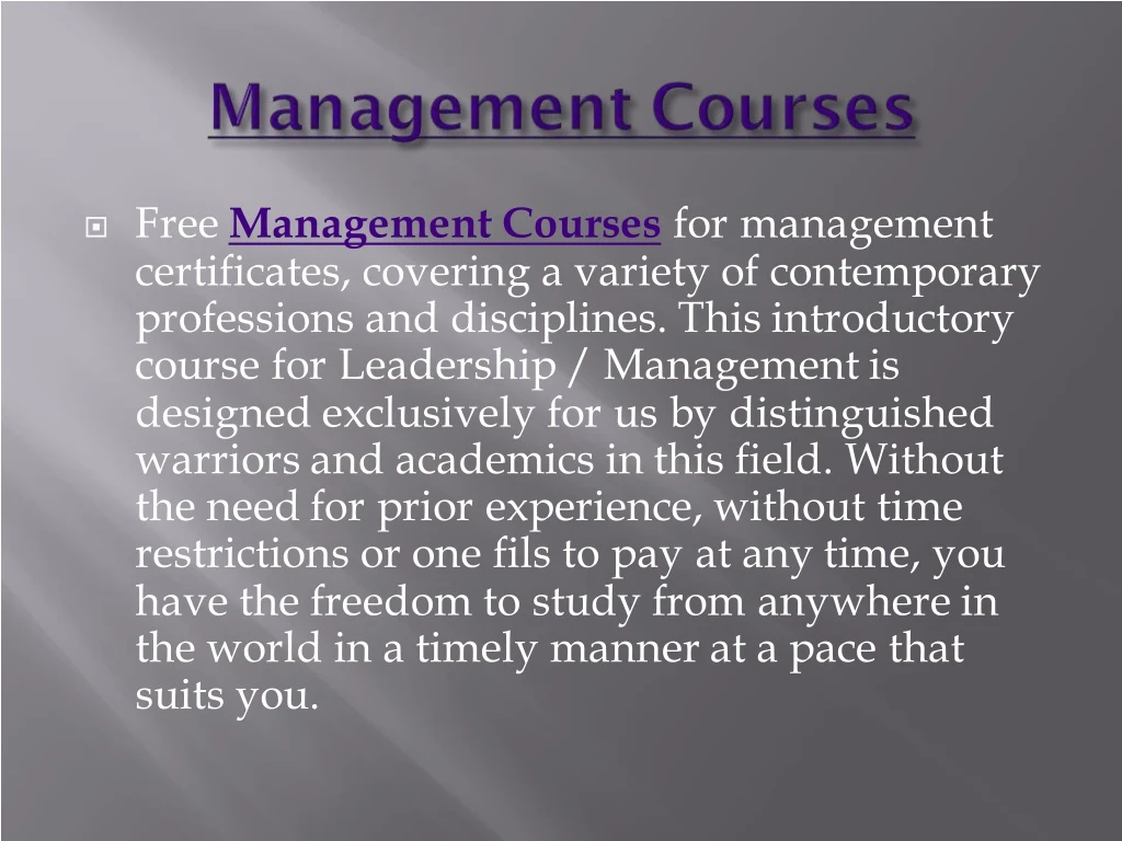 free management courses for management