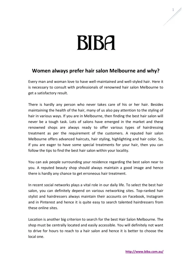 Women always prefer hair salon Melbourne and why?