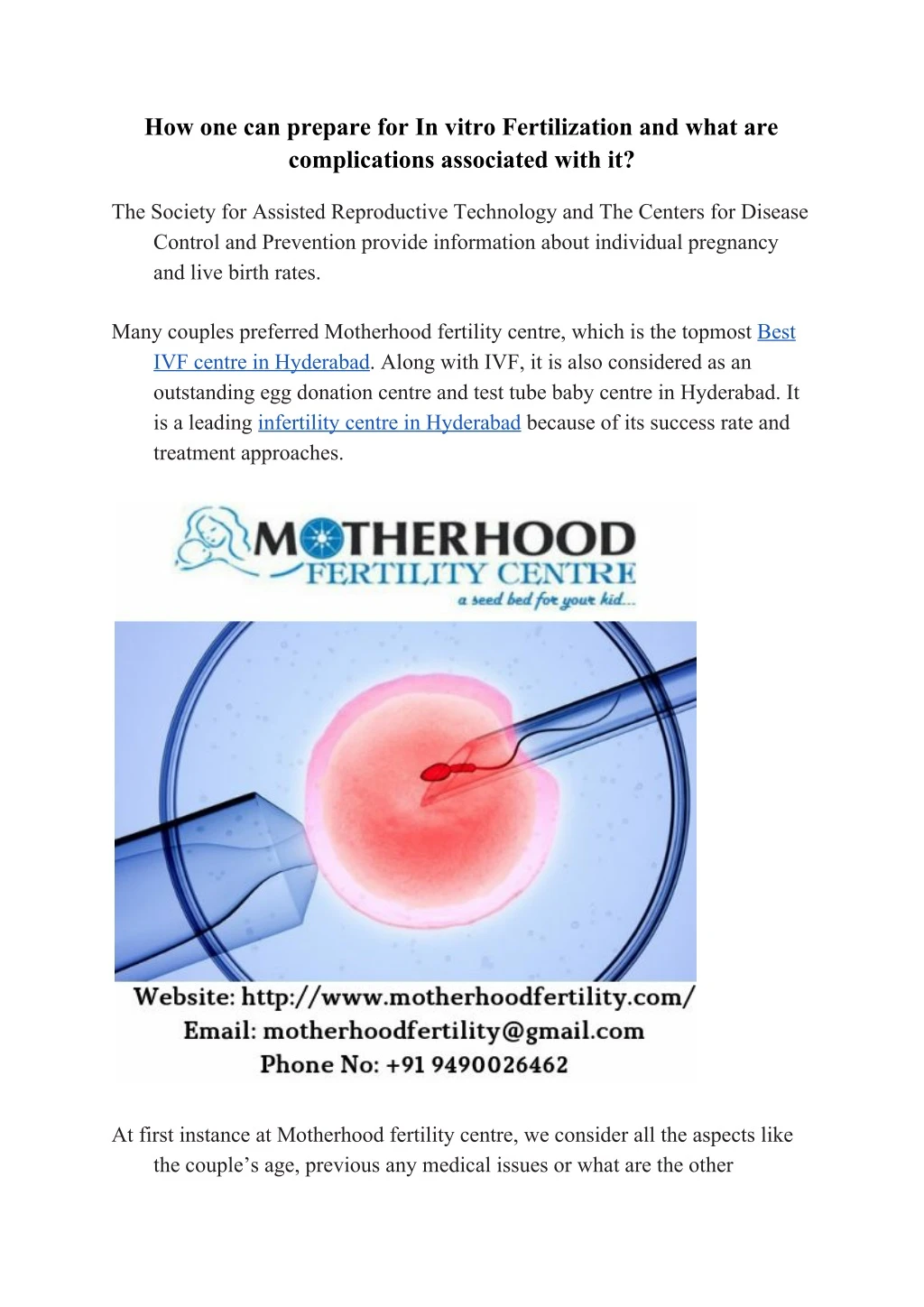 how one can prepare for in vitro fertilization