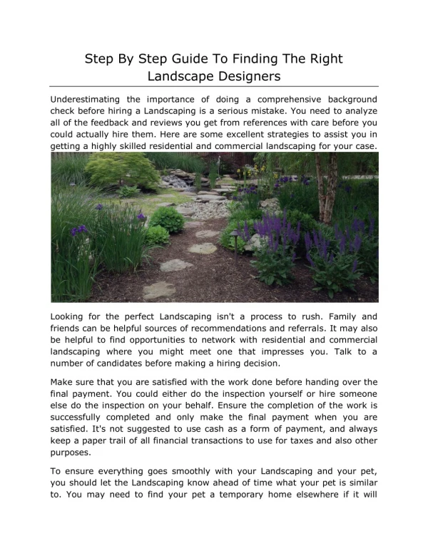 Step By Step Guide To Finding The Right Landscape Designers