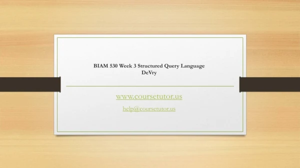 biam 530 week 3 structured query language devry