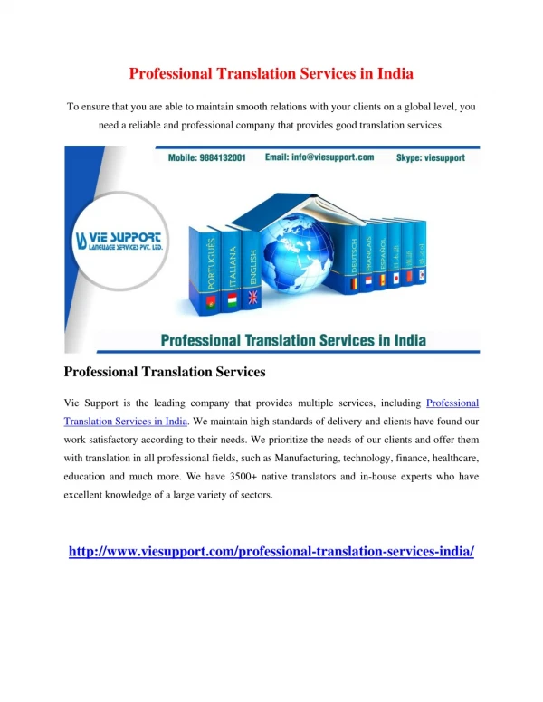 Professional Translation Services in India