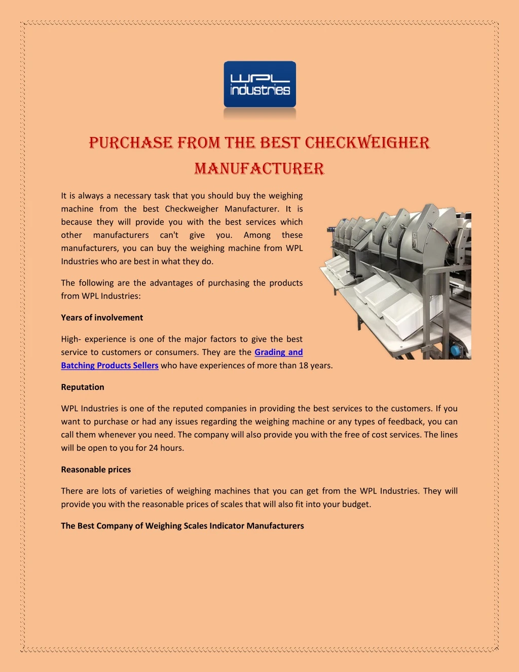 purchase from the best checkweigher manufacturer