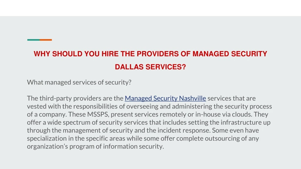 why should you hire the providers of managed security dallas services