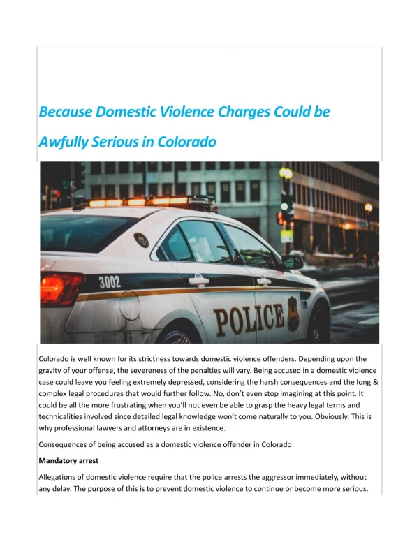 Because Domestic Violence Charges Could be Awfully Serious in Colorado