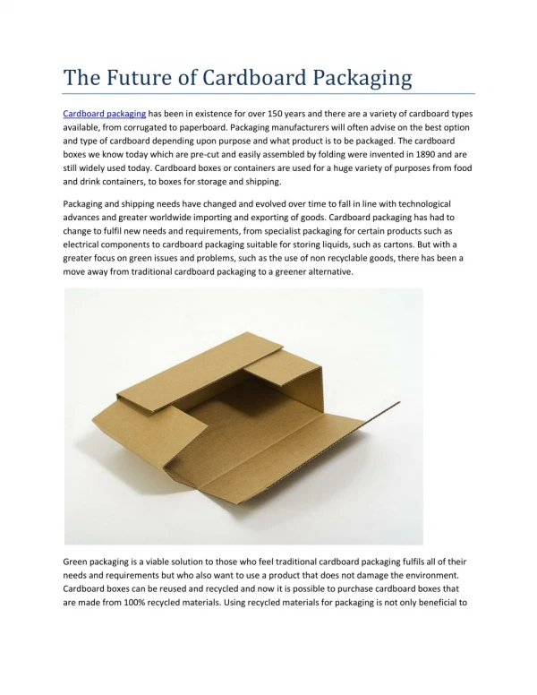 The Future of Cardboard Packaging
