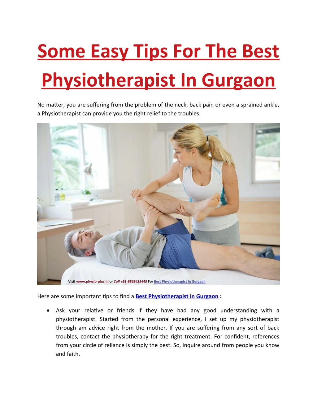 some easy tips for the best physiotherapist