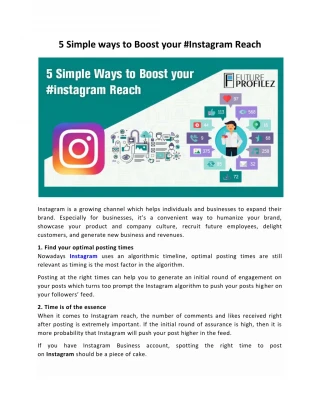 5 Simple ways to Boost your #Instagram Reach