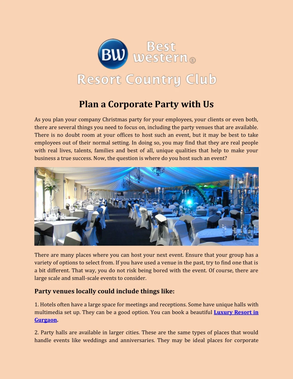 plan a corporate party with us
