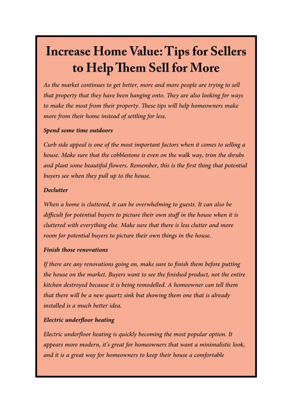 Increase Home Value: Tips for Sellers to Help Them Sell for More