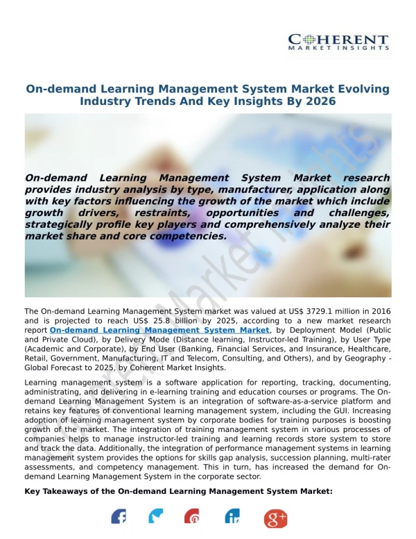 On-demand Learning Management System Market Evolving Industry Trends And Key Insights By 2026