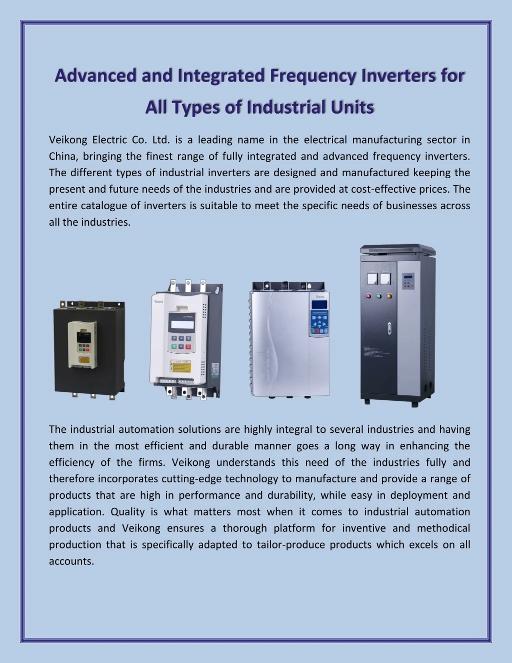 advanced and integrated frequency inverters for