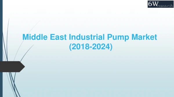 Middle East Industrial Pump Market (2018-2024)