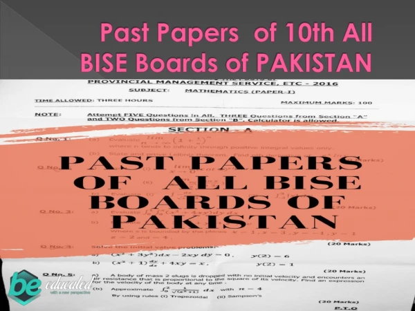 10th Class Past Papers BISE Lahore