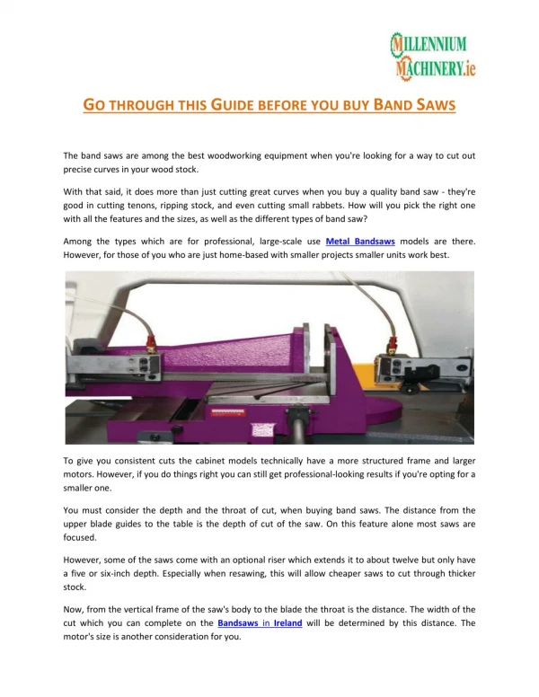 Go through this Guide before you buy Band Saws