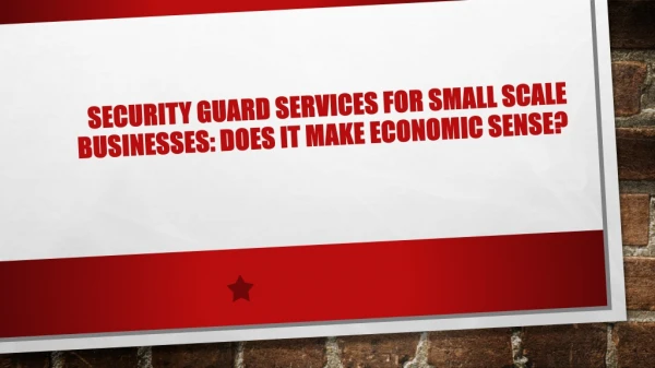 Security Guard Services for Small Scale Businesses