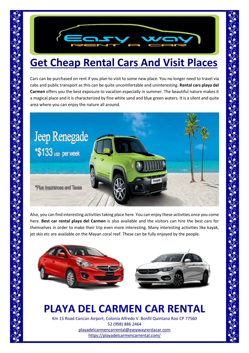 get cheap rental cars and visit places