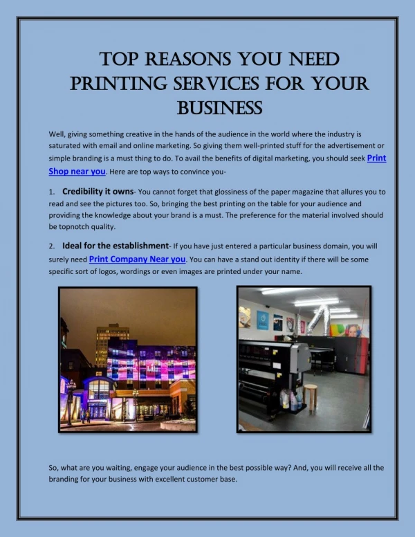 Top Reasons You Need Printing Services For Your Business
