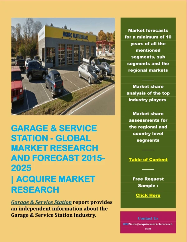 Garage &amp; service station global market research 2015-2025