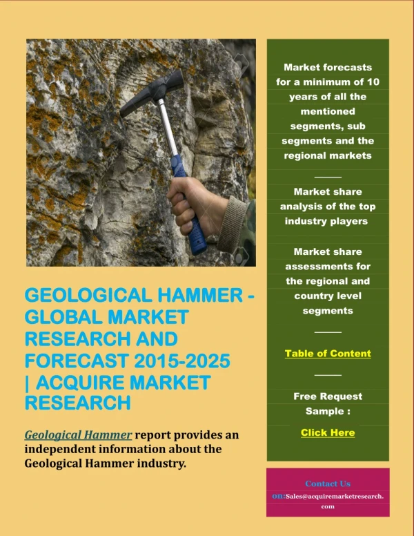 Geological Hammer Market Size, Historical Breakdown Data (2015-2025) and Forecast (2015-2025) | Revenue and Market Sh