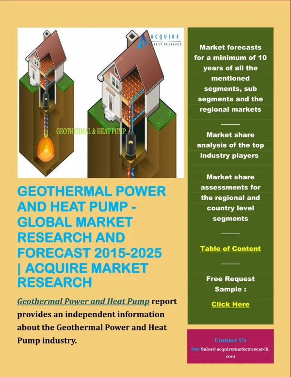 Geothermal Power and Heat Pump - Global Market Research and Forecast 2015-2025
