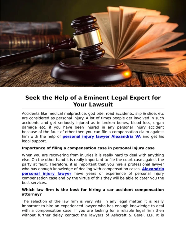 Seek the Help of a Eminent Legal Expert for Your Lawsuit