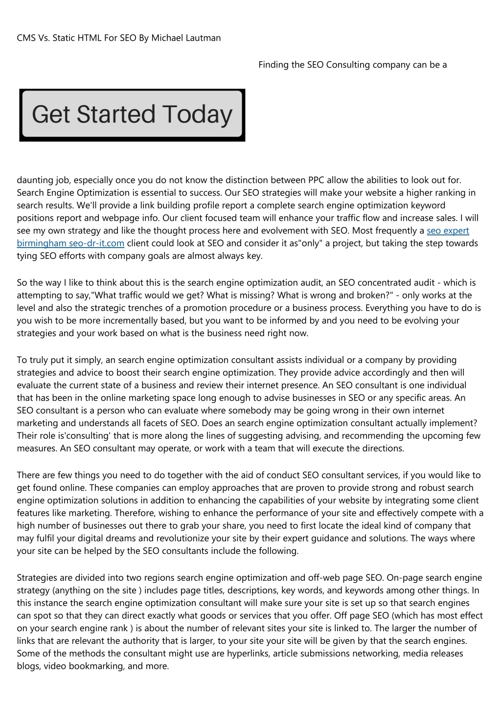 cms vs static html for seo by michael lautman
