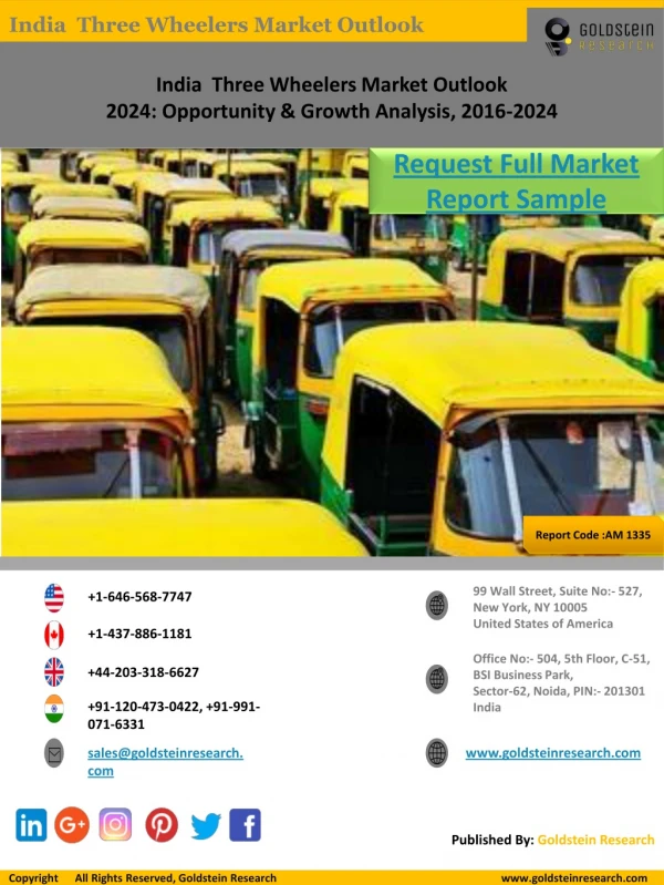 India Three Wheeler Market Research Report Sample by Goldstein Research