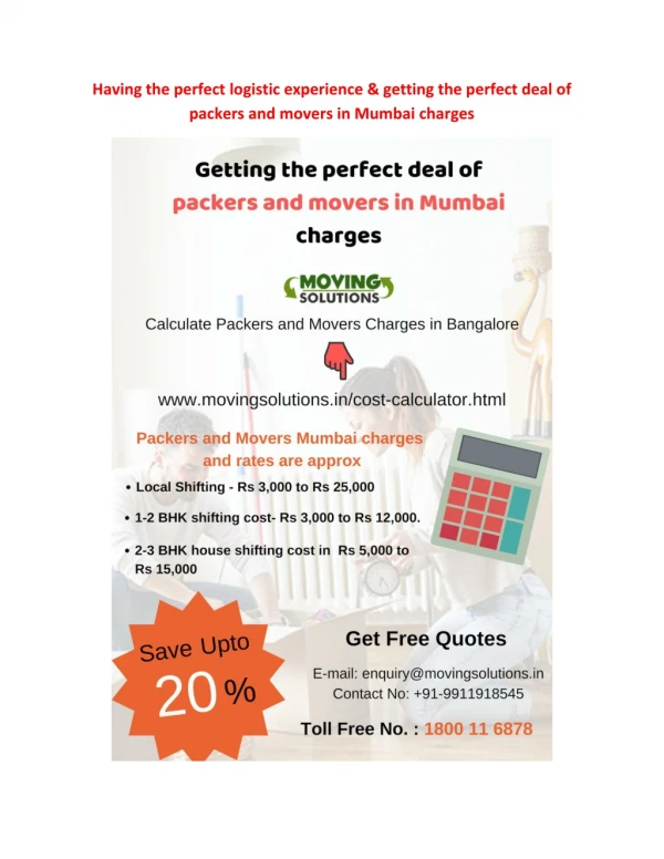Having the perfect #logistic experience & getting the perfect deal of packers and movers in Mumbai charges