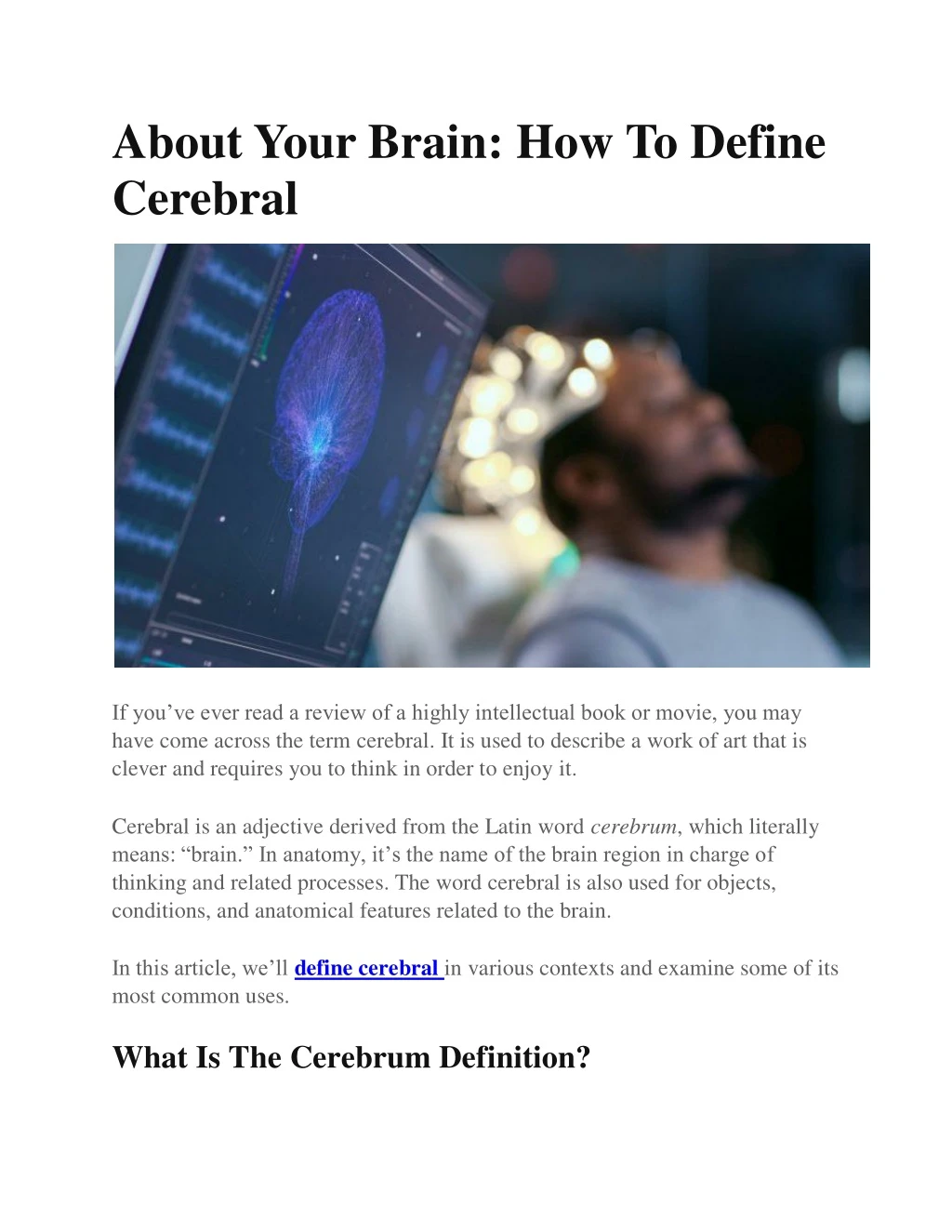 about your brain how to define cerebral