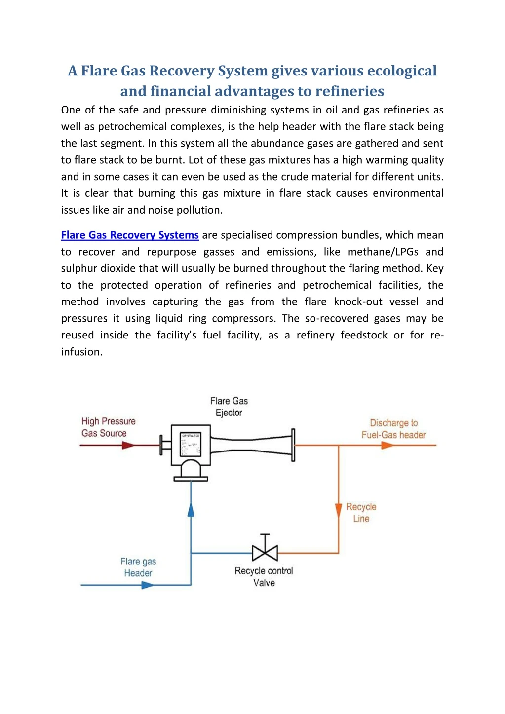 a flare gas recovery system gives various