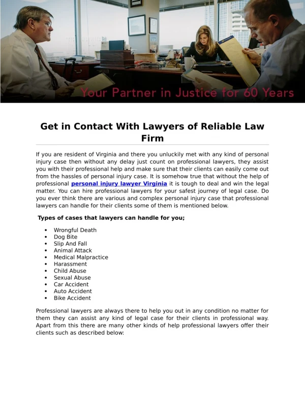 Get in Contact With Lawyers of Reliable Law Firm