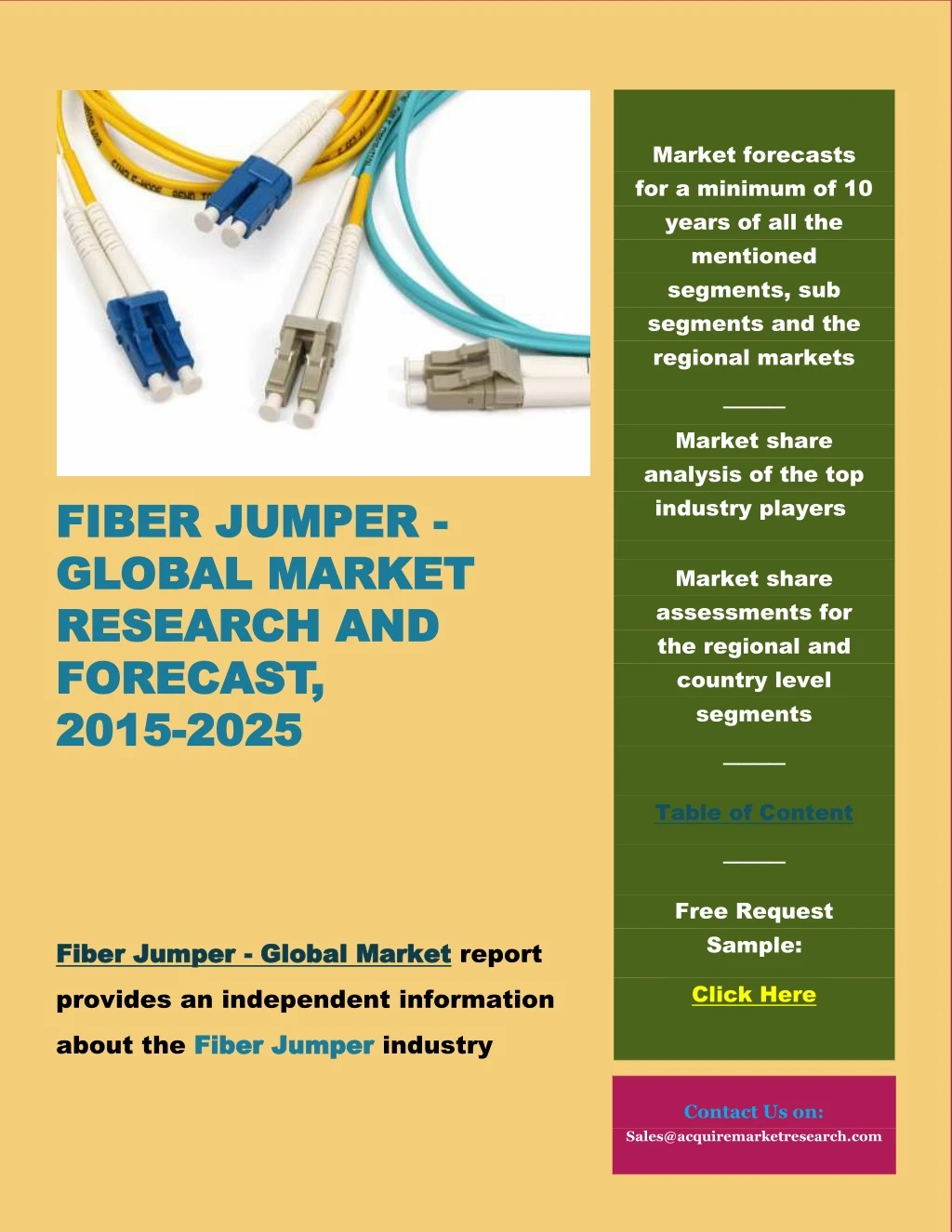 market forecasts for a minimum of 10 years