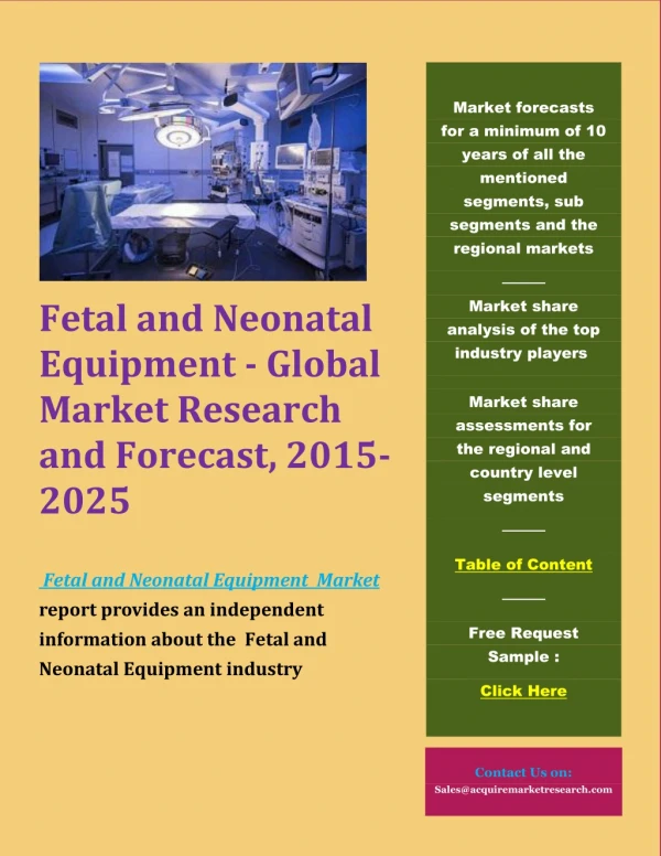 Fetal and Neonatal Equipment Market Investigation and Growth Forecast