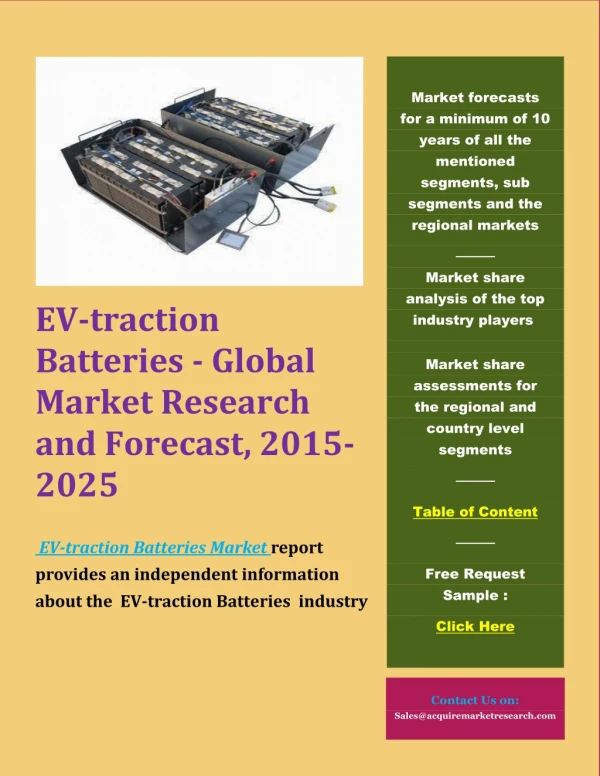 EV-traction Batteries - Global Market Research and Forecast, 2015-2025