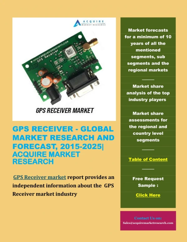 GPS Receiver - Global Market Research and Forecast, 2015-2025