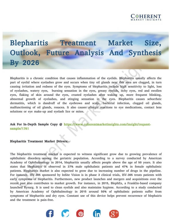 Blepharitis Treatment Market Adopts Innovation To Stay Competitive By 2026