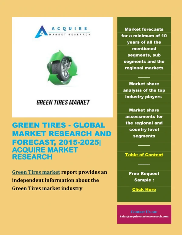 Green Tires - Global Market Research and Forecast, 2015-2025