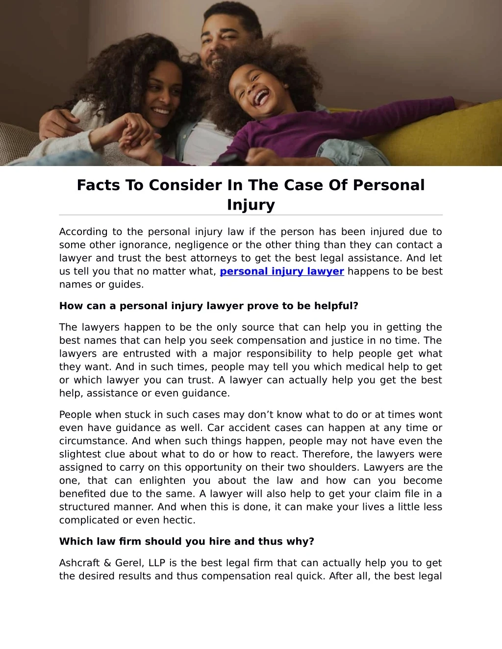 facts to consider in the case of personal injury