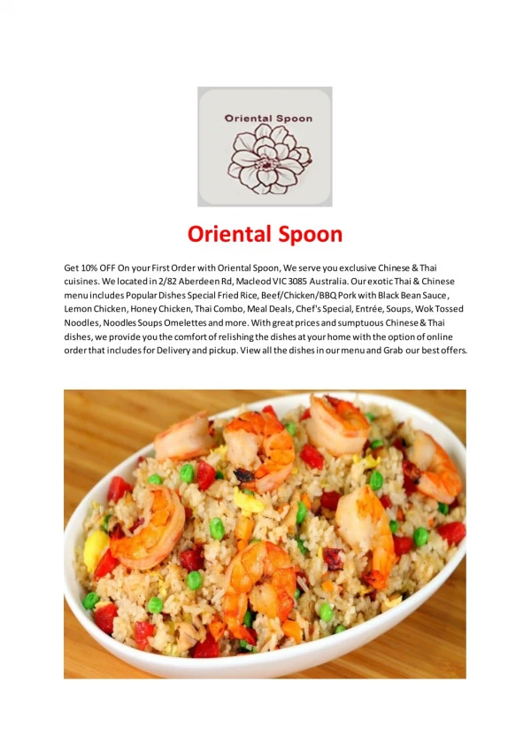 Oriental Spoon-Macleod - Order Food Online