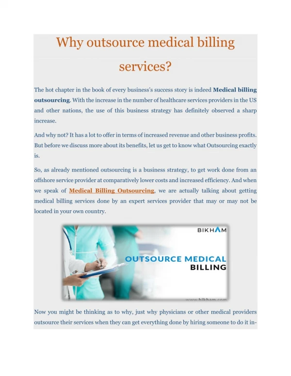 Why outsource medical billing services?