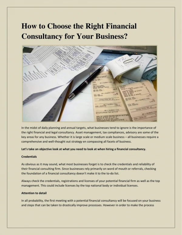 How to Choose the Right Financial Consultancy for Your Business?
