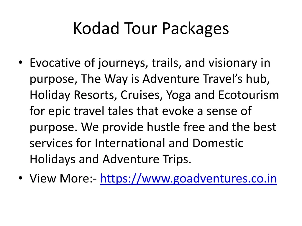 kodad tour packages