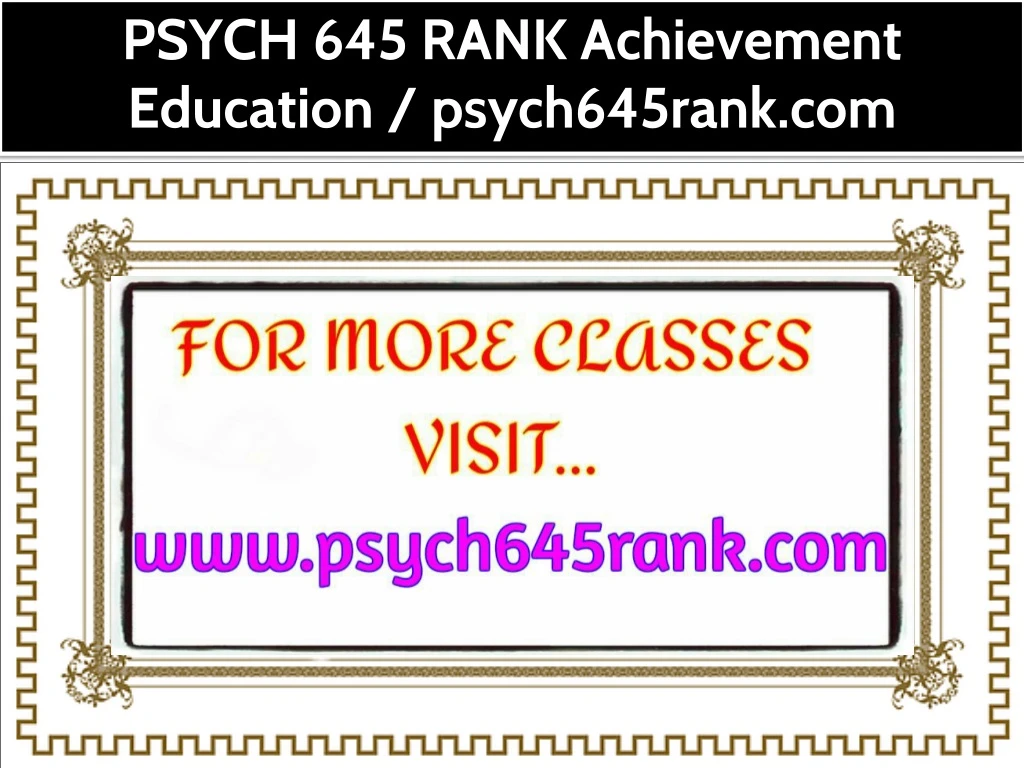 psych 645 rank achievement education psych645rank