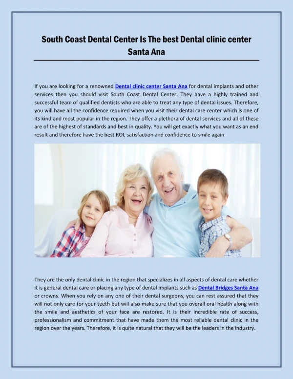 South Coast Dental Center Is The best Dental clinic center Santa Ana