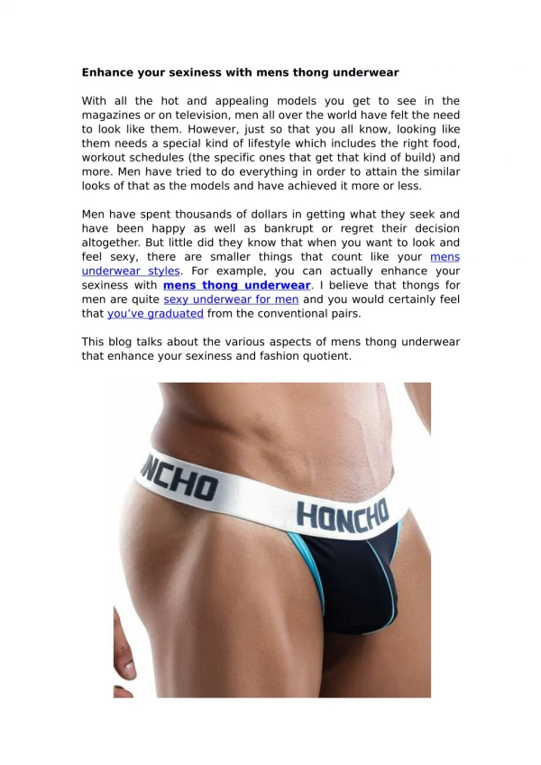 Enhance your sexiness with mens thong underwear