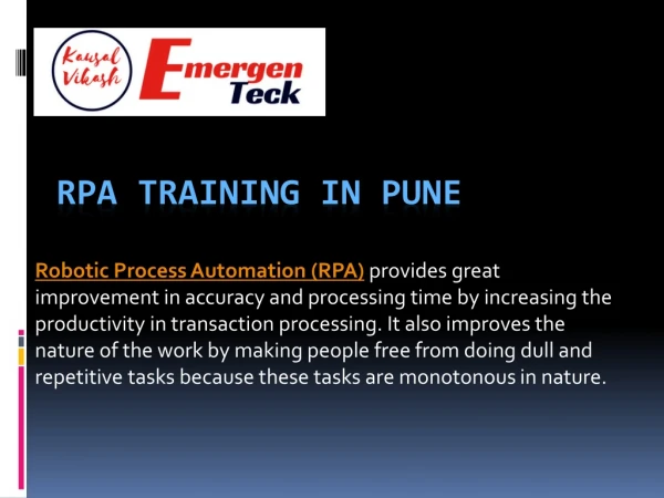 RPA Training in Pune