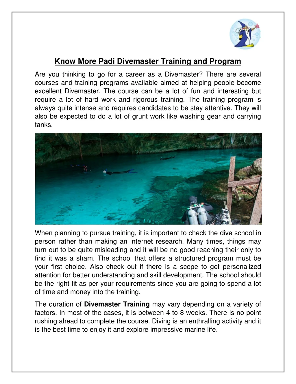 know more padi divemaster training and program