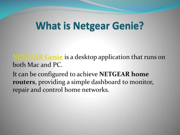 What is Netgear Genie
